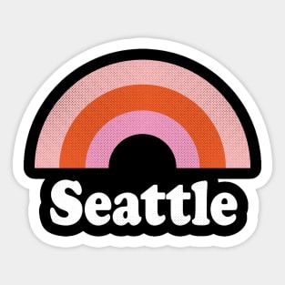 Seattle, Washington - WA Retro Rainbow and Text Sticker